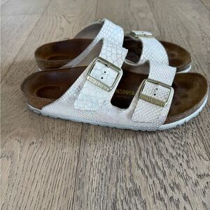 Birkenstock Arizona Shiny Snake Cream Birko Flor Sandals